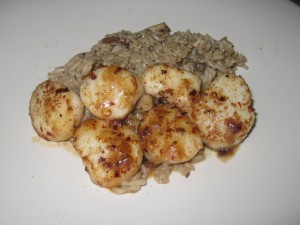 Seared Scallops w/ Mushroom Rice