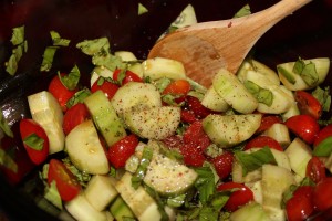 Smoked Cod & Basil Tomato Cucumber Salad